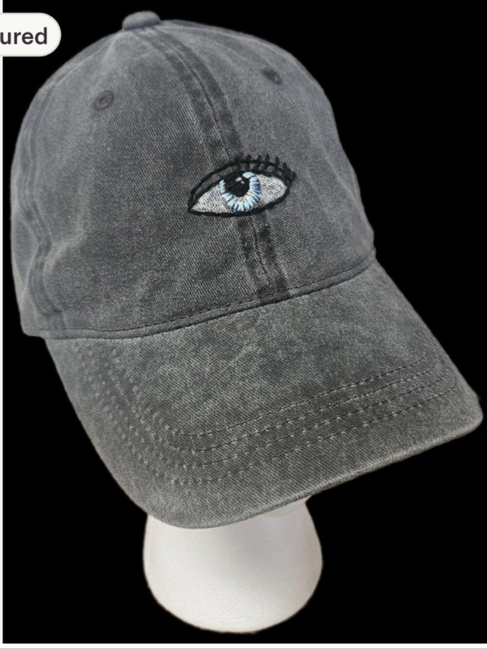 Baseball Cap with Hand Embroidered Eye